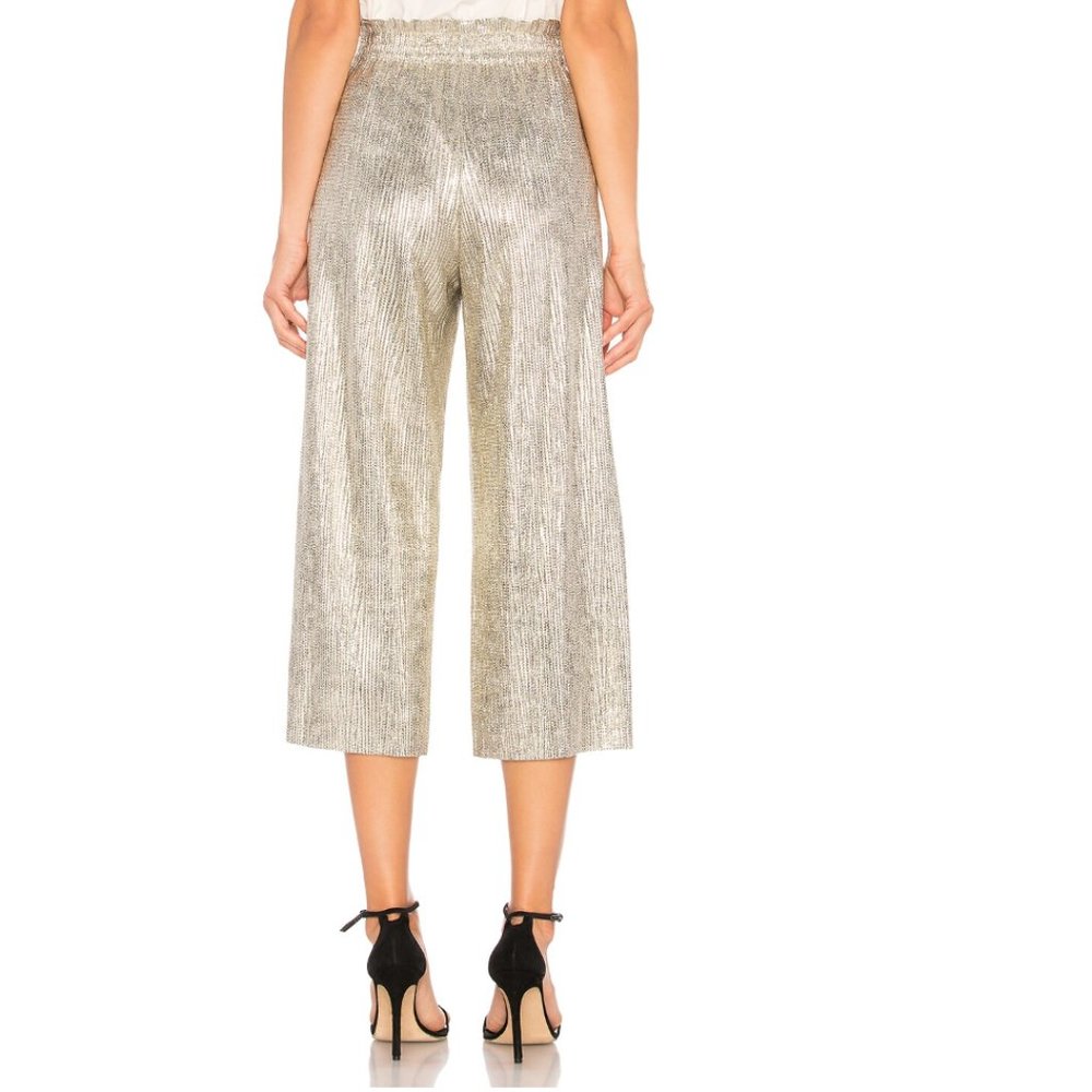 Alice + Olivia Elba Paper Bag Pant | Silver Metallic Size 0/2 - Picture 2 of 6